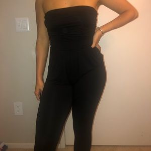Black Ruched Detail Jumpsuit